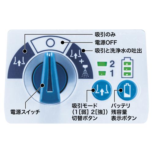 PE001Gの電源スイッチと吸引モード表示